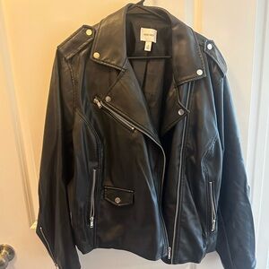 Nine West black leather moto jacket